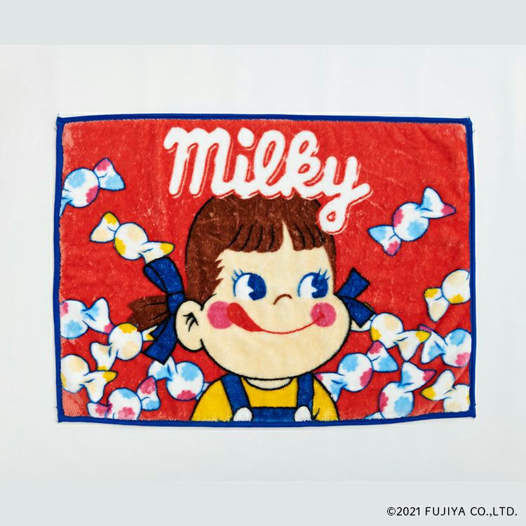 ペコちゃん】ポリエステルマイヤーひざ掛け（ミルキーパッケージ