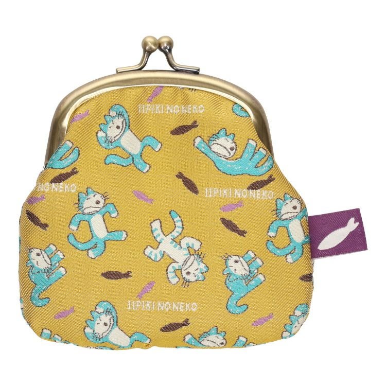 【おまけつき♪】顔くま＆リボン柄ポリエステルジャガードバッグ 11ぴきのねこ】ジャガードがま口財布 （びっくり/YE）NK-7870