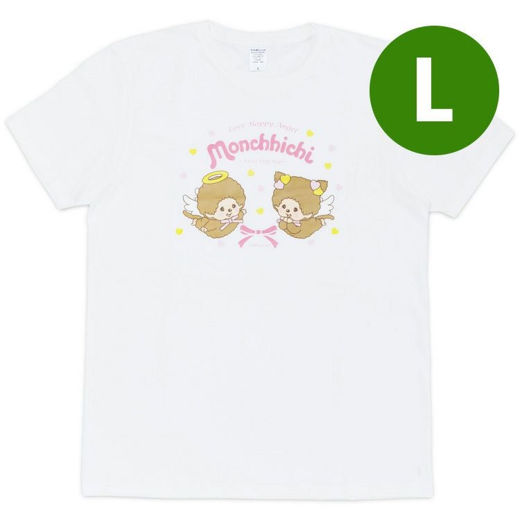 モンチッチ】Tシャツ Lサイズ（ラブハッピーエンジェル/リボン/WHT