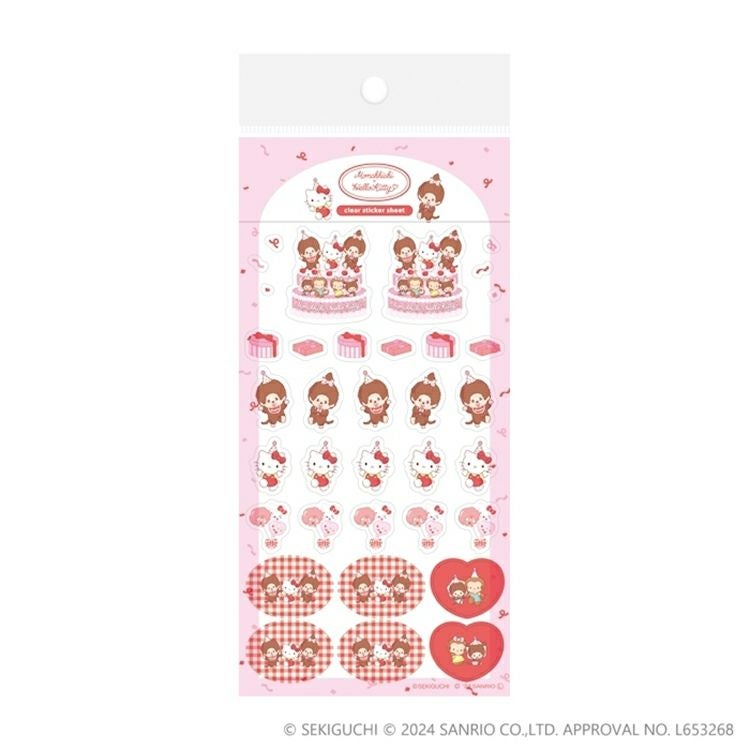 モンチッチ】モンチッチ×ハローキティ 透明シールシート（パーティーB