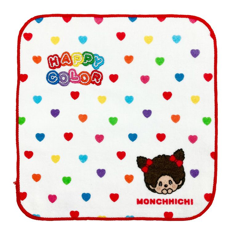 モンチッチ】ロゴ刺繍ミニタオル（happy color/モンチッチちゃん/RE