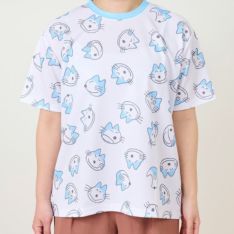 11ぴきのねこ】ドライメッシュTシャツ（カオ/WH)NK-8973