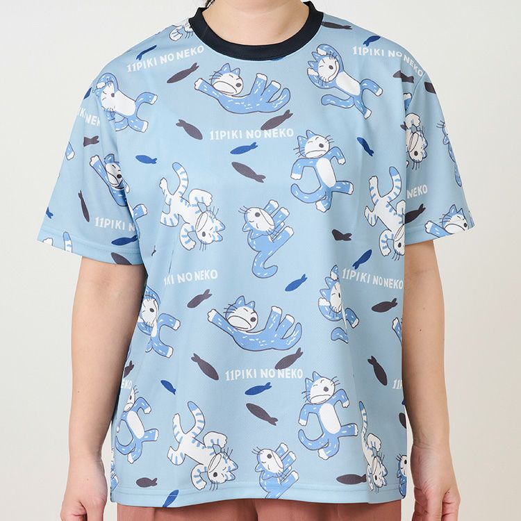 11ぴきのねこ】ドライメッシュTシャツ（びっくり/BL)NK-8974