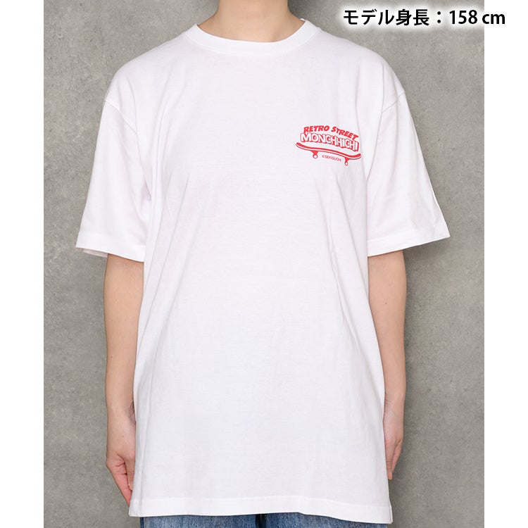 モンチッチ】TシャツLサイズ（レトロストリート/スケボー/WHT）749897