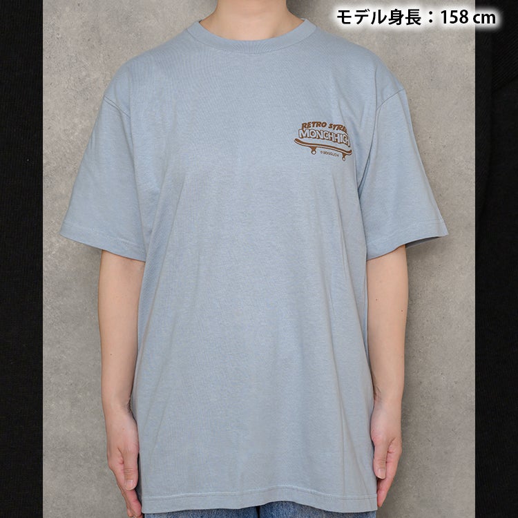 モンチッチ】TシャツLサイズ（レトロストリート/スケボー/ブルー